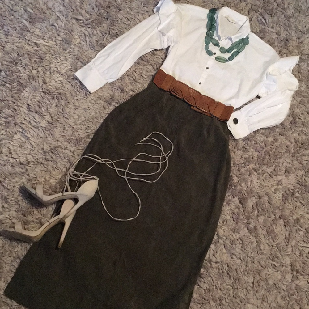 Faux Suede maxi skirt